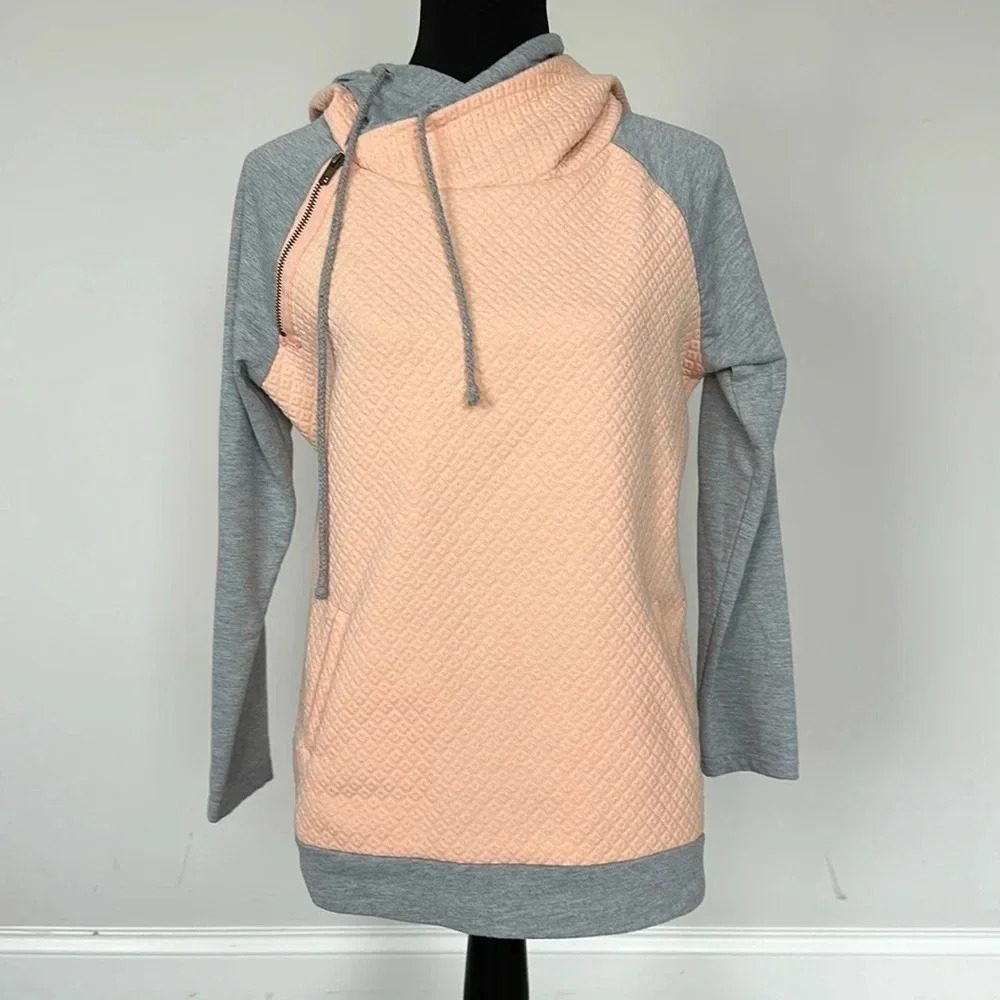 Asymetrical Pink and Grey Hoodie Sz‎ SM